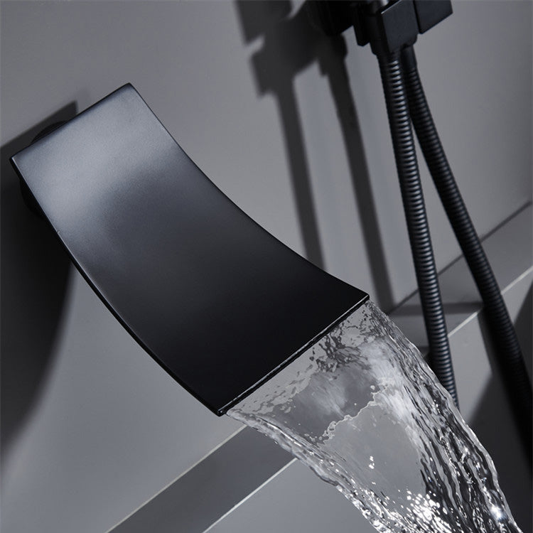 Modern Bathroom Faucet One Handle Copper Wall Mounted Bathtub Faucet