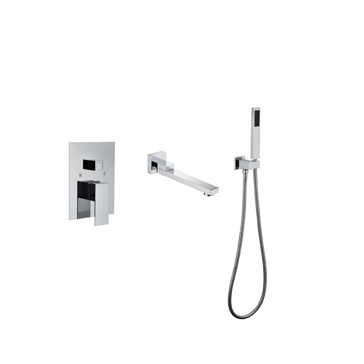 Modern Bathroom Faucet One Handle Copper Wall Mounted Bathtub Faucet