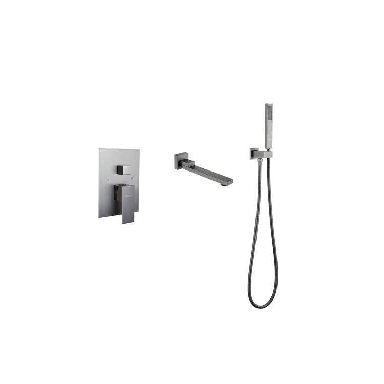 Modern Bathroom Faucet One Handle Copper Wall Mounted Bathtub Faucet