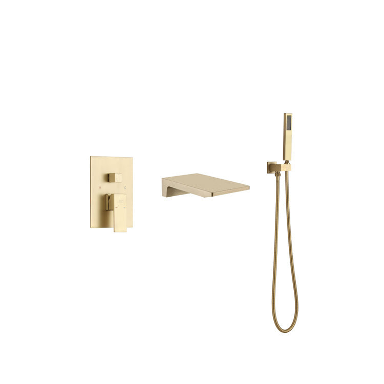 Modern Bathroom Faucet One Handle Copper Wall Mounted Bathtub Faucet