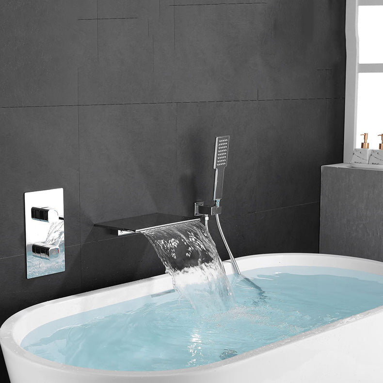 Modern Bathroom Faucet Copper Wall Mounted Waterfall Bathtub Faucet