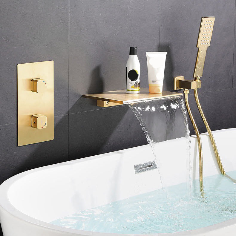 Modern Bathroom Faucet Copper Wall Mounted Waterfall Bathtub Faucet