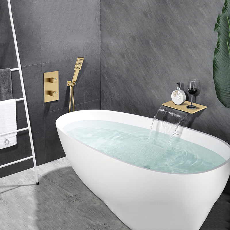 Modern Bathroom Faucet Copper Wall Mounted Waterfall Bathtub Faucet