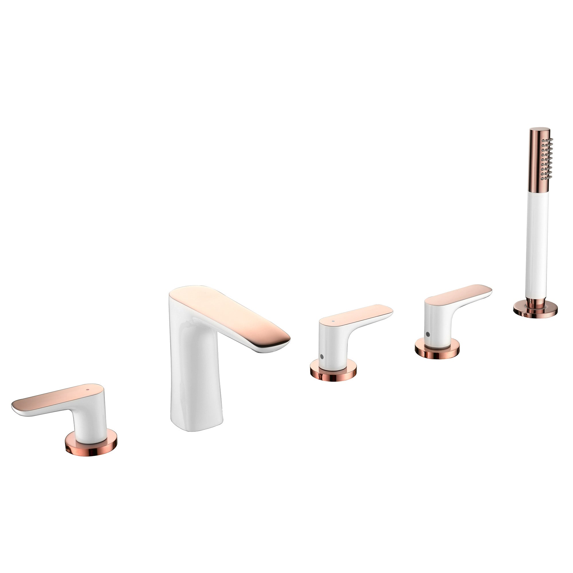 Modern Bathroom Faucet Black and White Copper Deck Mounted Tub Faucet