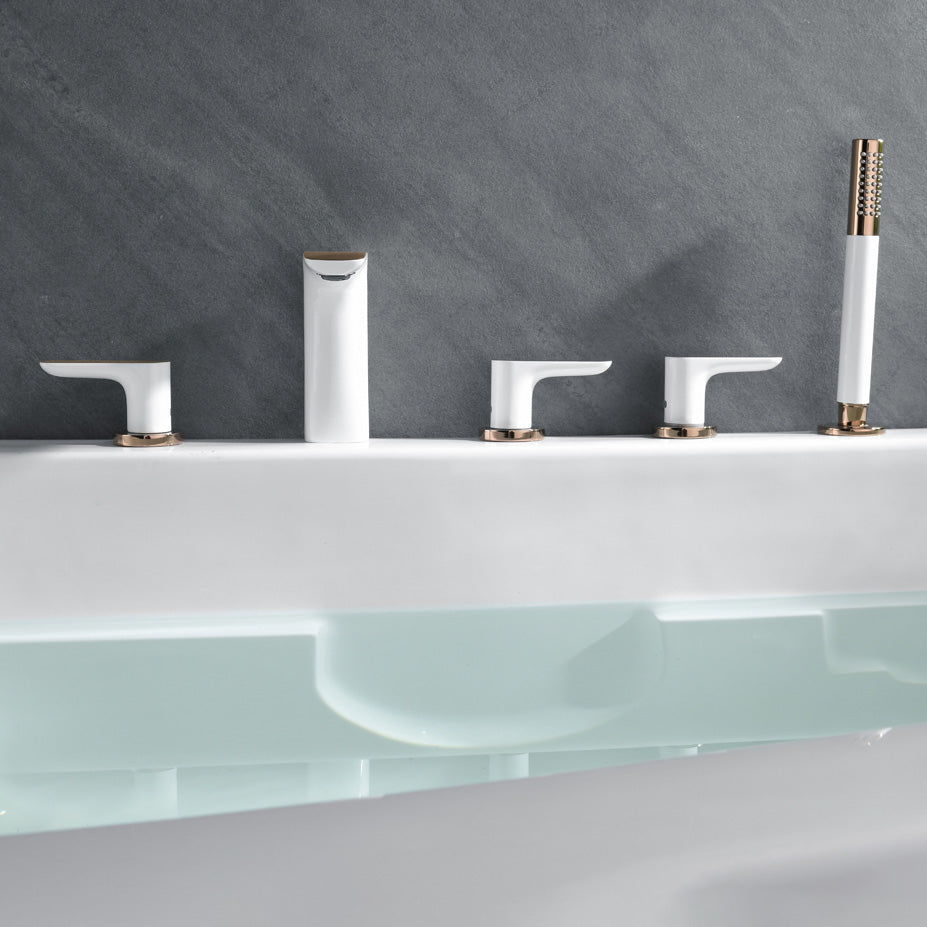 Modern Bathroom Faucet Black and White Copper Deck Mounted Tub Faucet