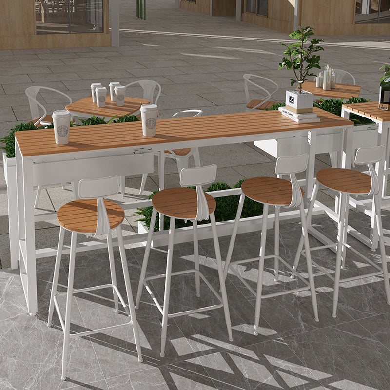 1/5 Pieces Faux Wood Bar Table Set with Metal Frame Industrial Rectangle Pub Table Set