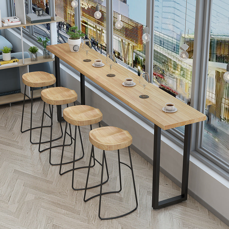 Contemporary Style 1/2/4/5 Pieces Bar Table Set Rectangle Bar Table with Wooden Stools