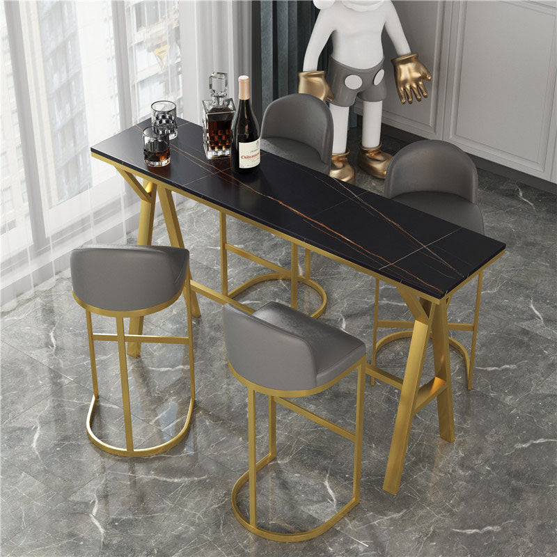 Rectangular Bar Table and Stools Glam 1/3/5 Pieces Pub Table Set