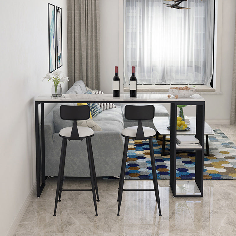 Modern Style Bar Table 1/3 Pieces Rectangle Faux Marble Counter Set