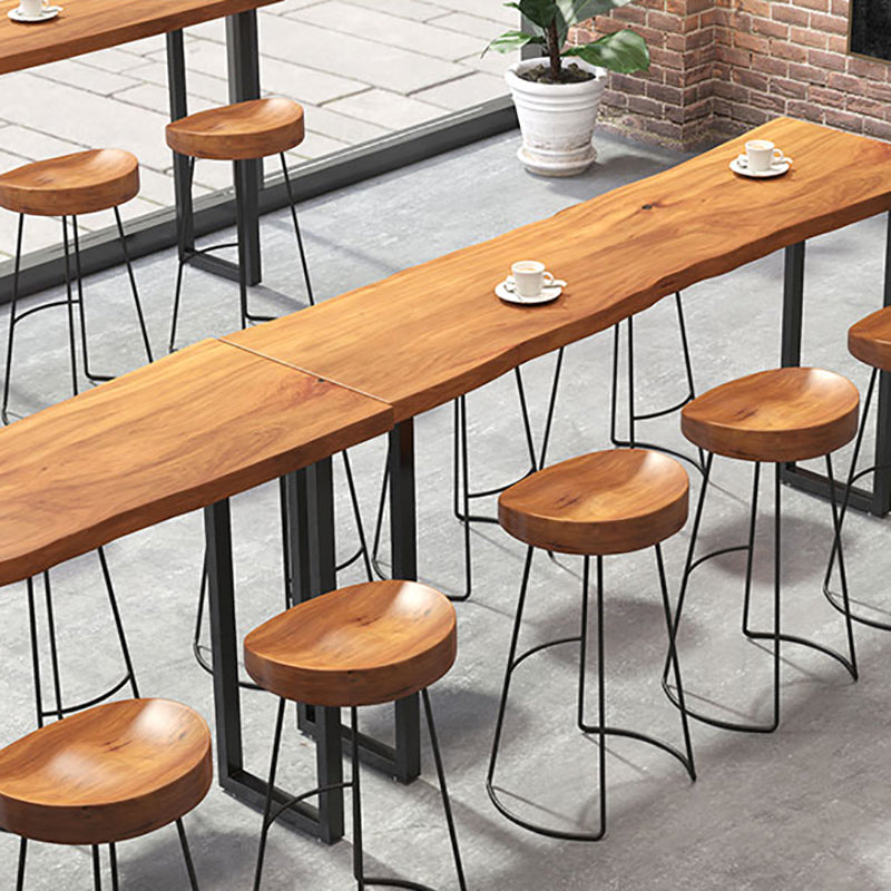 Industrial Bar Table Set 1/7 Pieces Solid Wood Bistro Set for Indoor