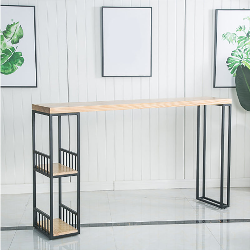 Natural Bar Table Set Industrial 1/3 Pieces Rectangle Solid Wood Counter Table Set