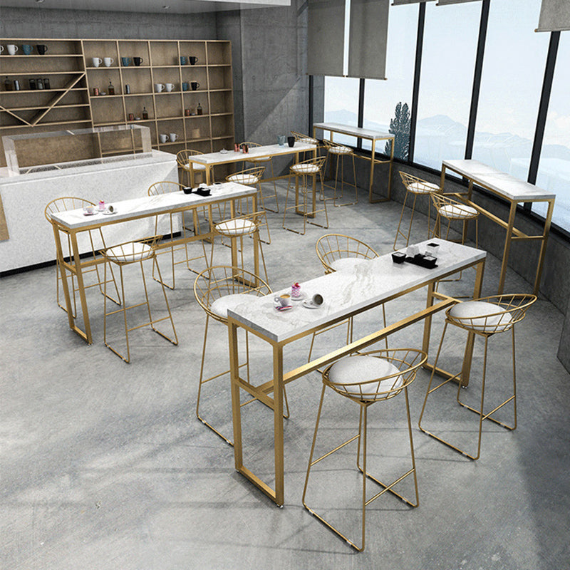 Faux Marble Bar Table Set Glam Style 1/3/5 Pieces Rectangle Counter Table