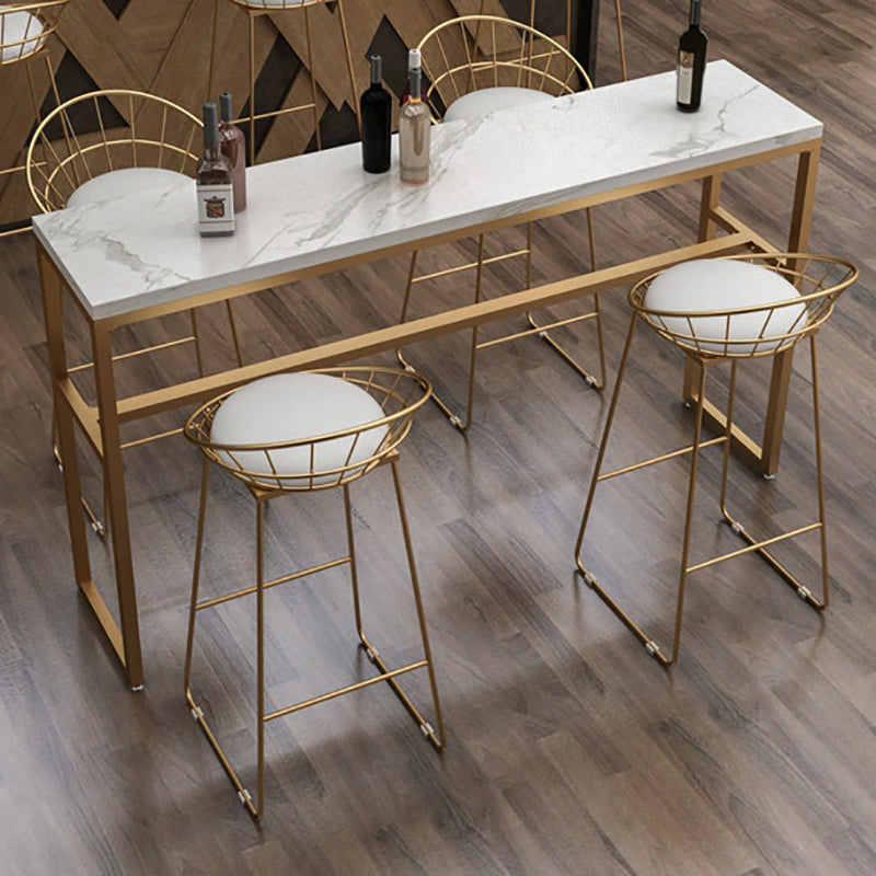 Faux Marble Bar Table Set Glam Style 1/3/5 Pieces Rectangle Counter Table