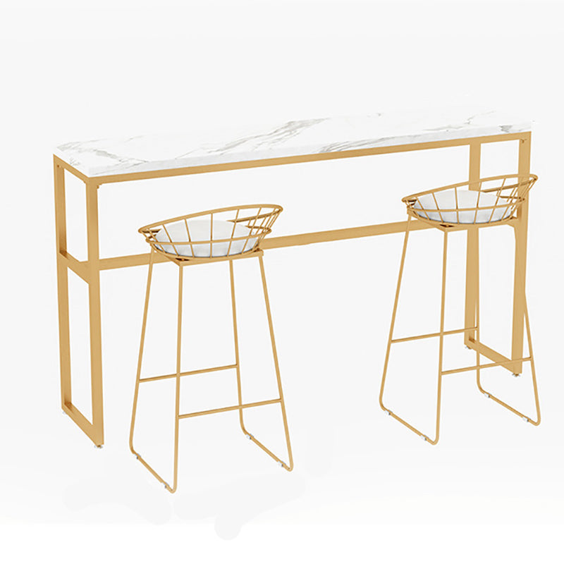 Faux Marble Bar Table Set Glam Style 1/3/5 Pieces Rectangle Counter Table