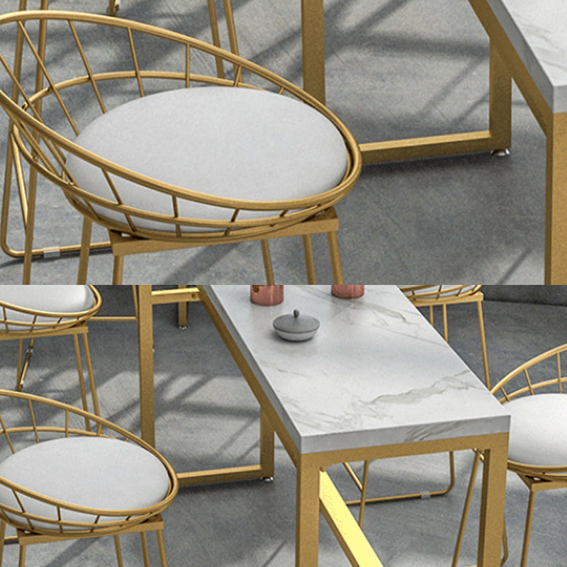 Faux Marble Bar Table Set Glam Style 1/3/5 Pieces Rectangle Counter Table