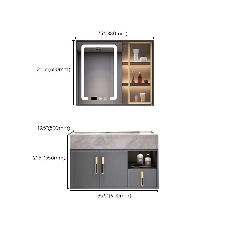 Glam Bathroom Sink Vanity Carrara Marble with Mirror and Standalone Cabinet Vanity Set