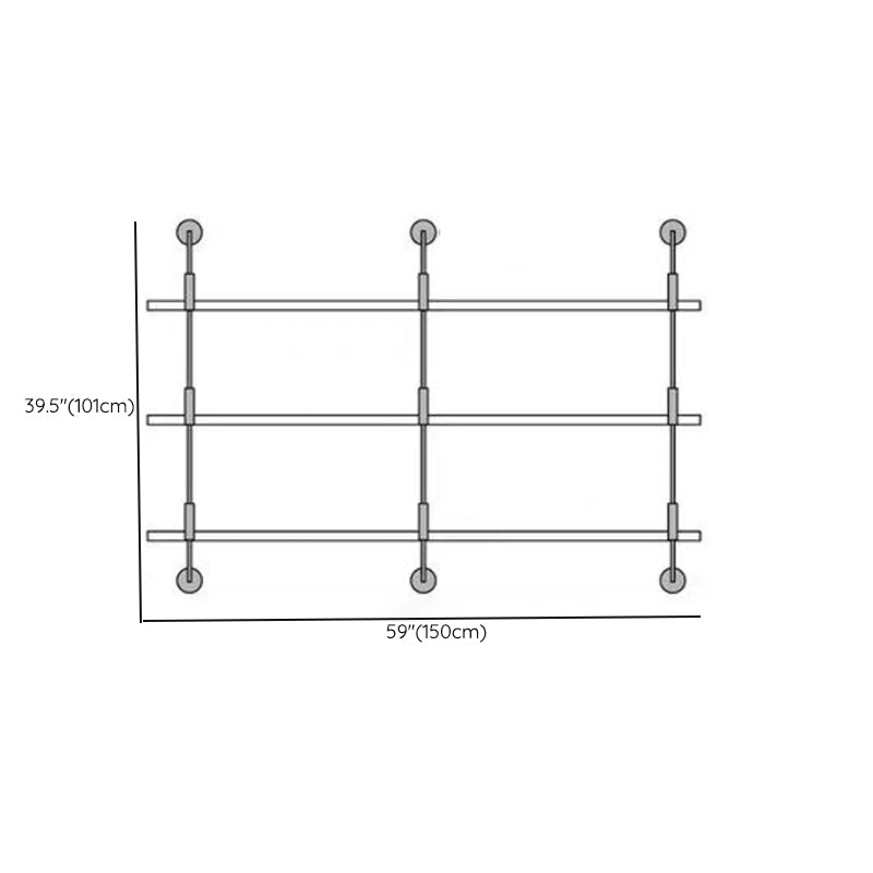 Metal and Wood Glam Shelf Bookcase Gold Wall Mounted Bookshelf for Office