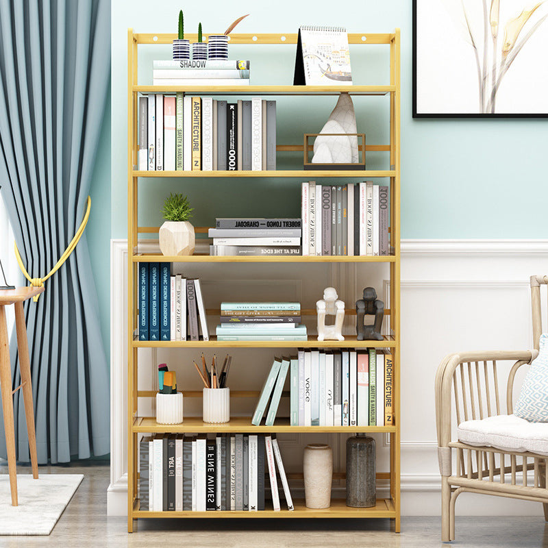 Modern Bamboo Etagere Bookshelf Bedroom Vertical Open Shelf Bookcase with Shelves