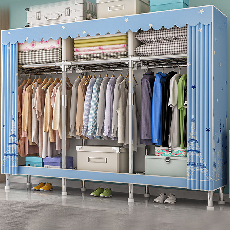 Contemporary Wardrobe Armoire with Shelves Steel Wardrobe Closet for Bedroom