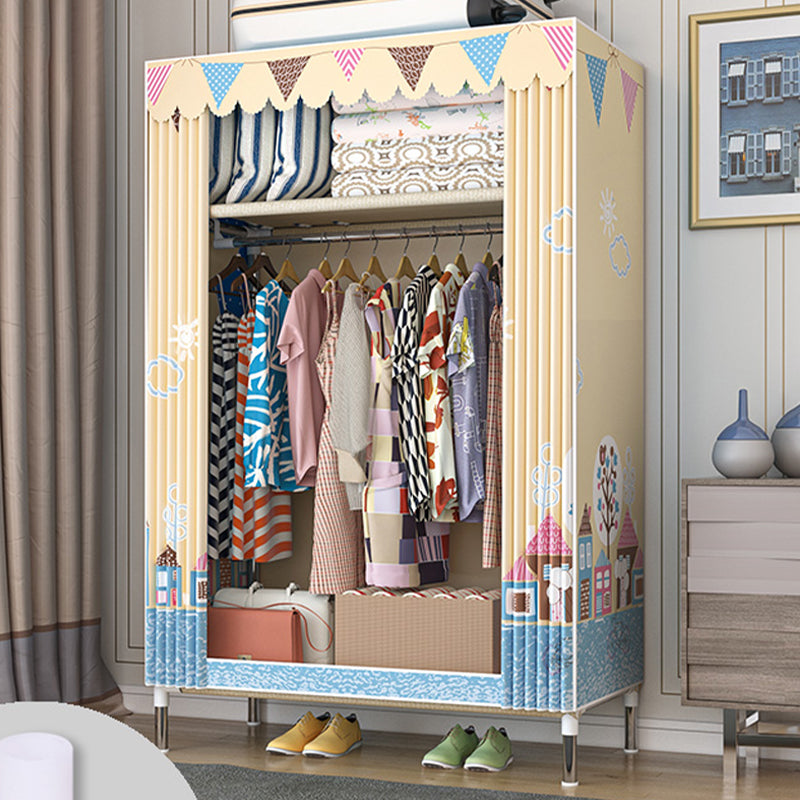 Contemporary Wardrobe Armoire with Shelves Steel Wardrobe Closet for Bedroom