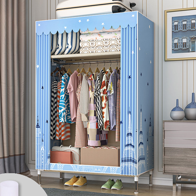 Contemporary Wardrobe Armoire with Shelves Steel Wardrobe Closet for Bedroom