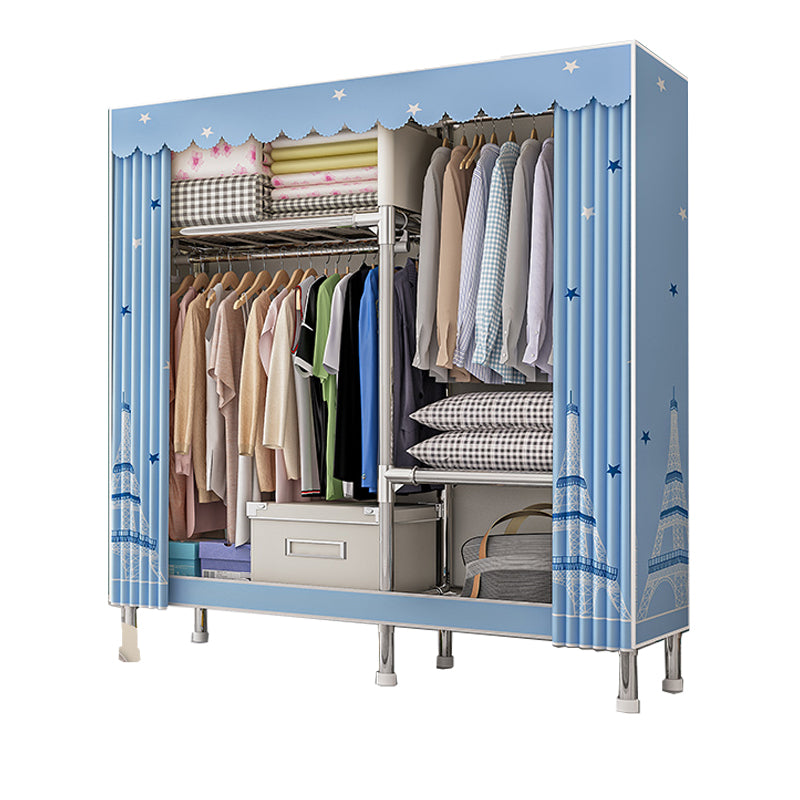 Contemporary Wardrobe Armoire with Shelves Steel Wardrobe Closet for Bedroom