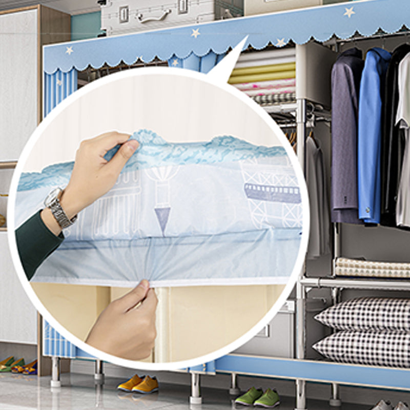 Contemporary Wardrobe Armoire with Shelves Steel Wardrobe Closet for Bedroom