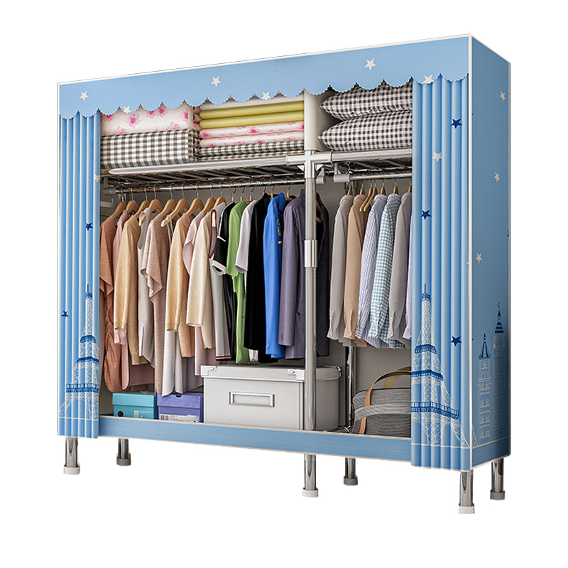 Contemporary Wardrobe Armoire with Shelves Steel Wardrobe Closet for Bedroom