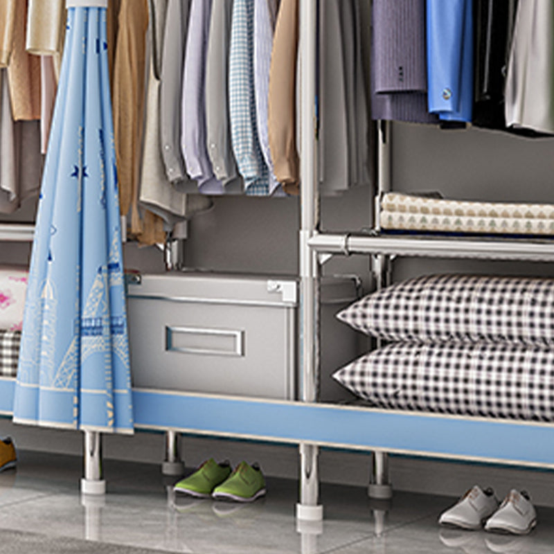 Contemporary Wardrobe Armoire with Shelves Steel Wardrobe Closet for Bedroom