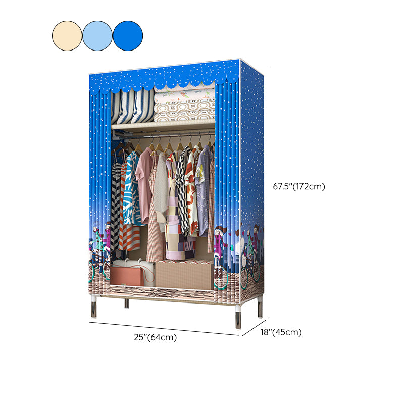 Contemporary Wardrobe Armoire with Shelves Steel Wardrobe Closet for Bedroom