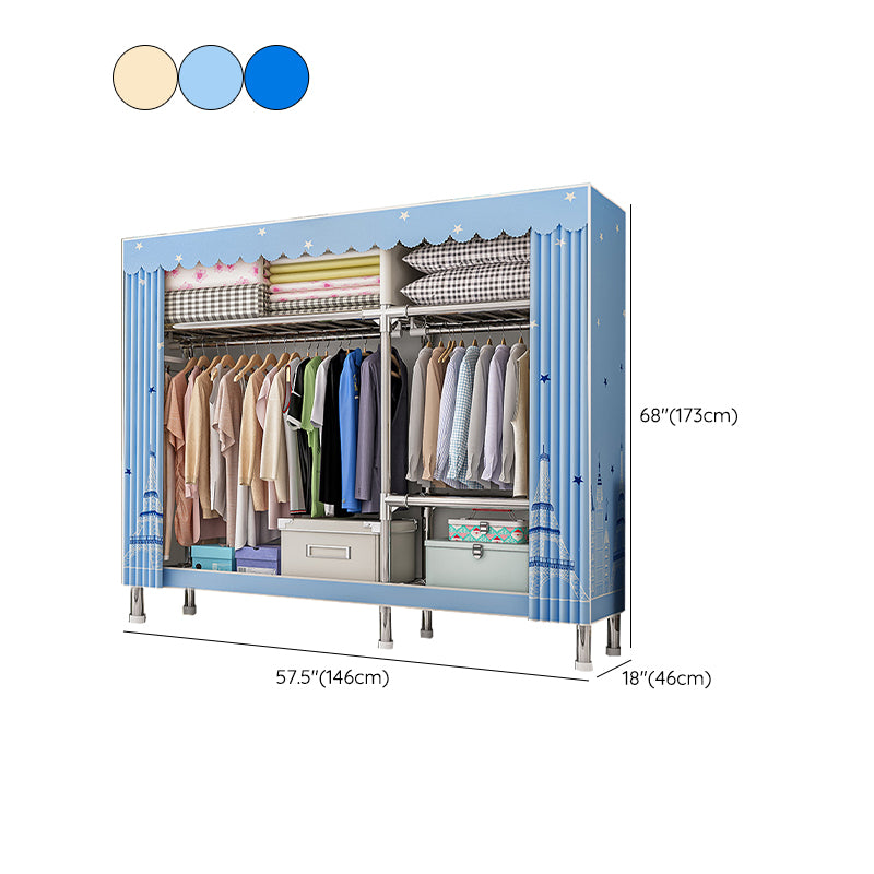 Contemporary Wardrobe Armoire with Shelves Steel Wardrobe Closet for Bedroom