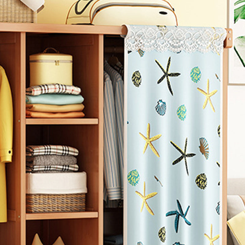 Modern Solid Wood Wardrobe for Home Brown Cabinet with Shelves