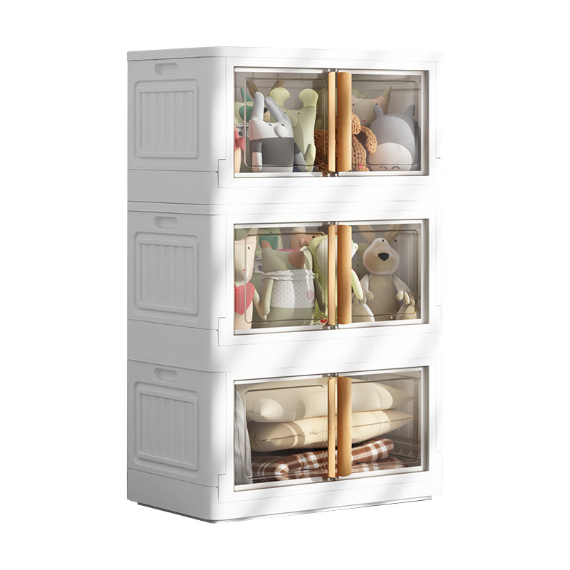 Contemporary Non-Hanging Armoire Plastic Freestanding Wardrobe Closet with Door