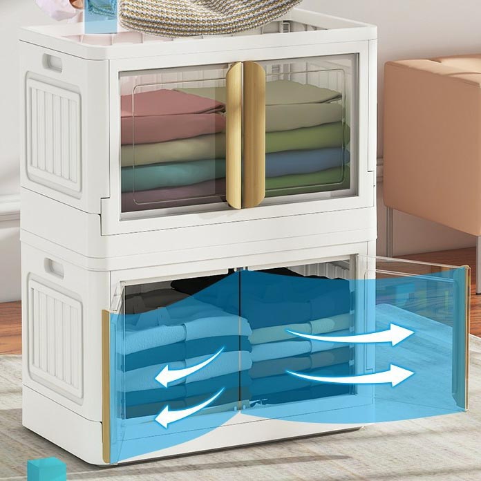 Contemporary Non-Hanging Armoire Plastic Freestanding Wardrobe Closet with Door