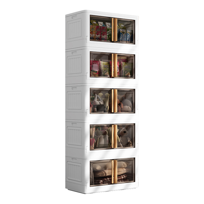 Contemporary Non-Hanging Armoire Plastic Freestanding Wardrobe Closet with Door