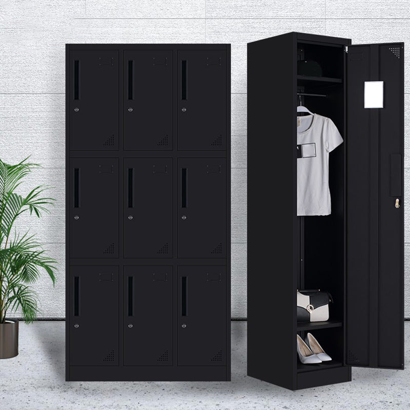 Black Steel Wardrobe with Hinged Door Industrial Storage Cabinet for Bathroom