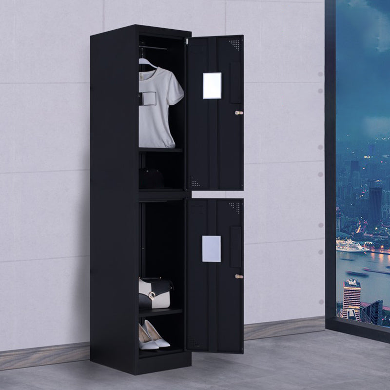 Black Steel Wardrobe with Hinged Door Industrial Storage Cabinet for Bathroom