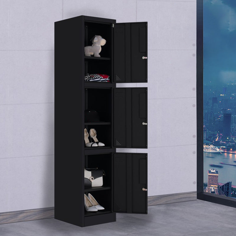 Black Steel Wardrobe with Hinged Door Industrial Storage Cabinet for Bathroom