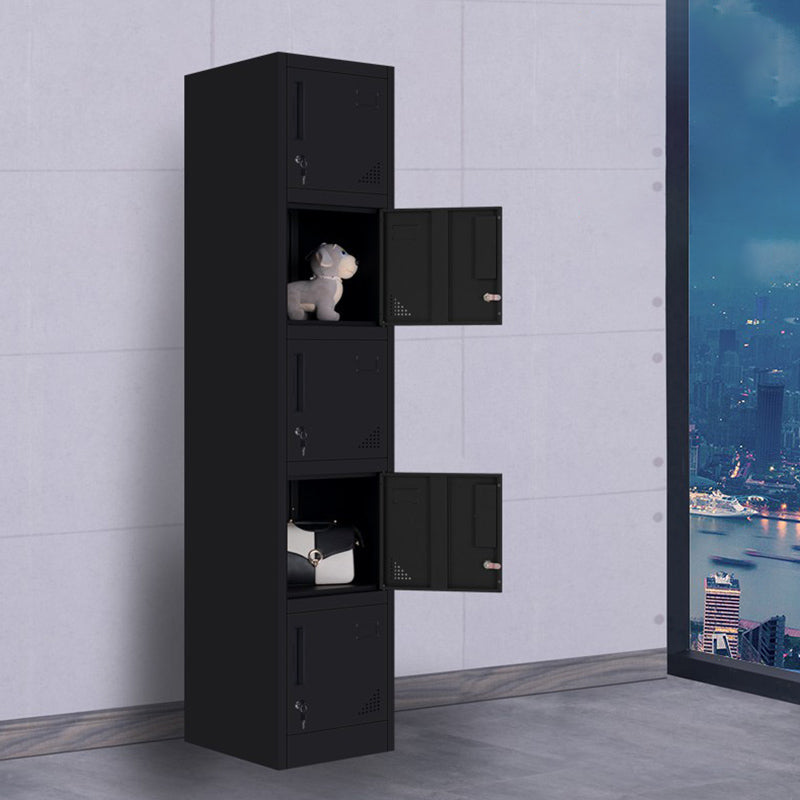 Black Steel Wardrobe with Hinged Door Industrial Storage Cabinet for Bathroom