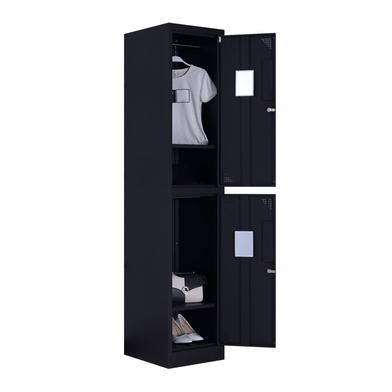 Black Steel Wardrobe with Hinged Door Industrial Storage Cabinet for Bathroom