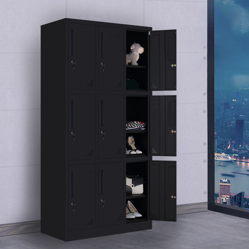 Black Steel Wardrobe with Hinged Door Industrial Storage Cabinet for Bathroom