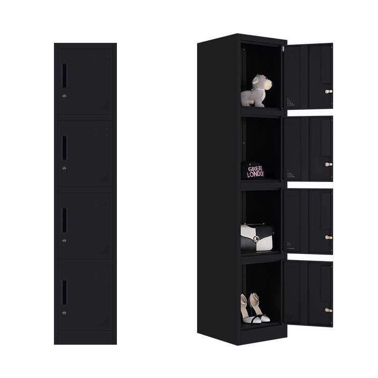 Black Steel Wardrobe with Hinged Door Industrial Storage Cabinet for Bathroom