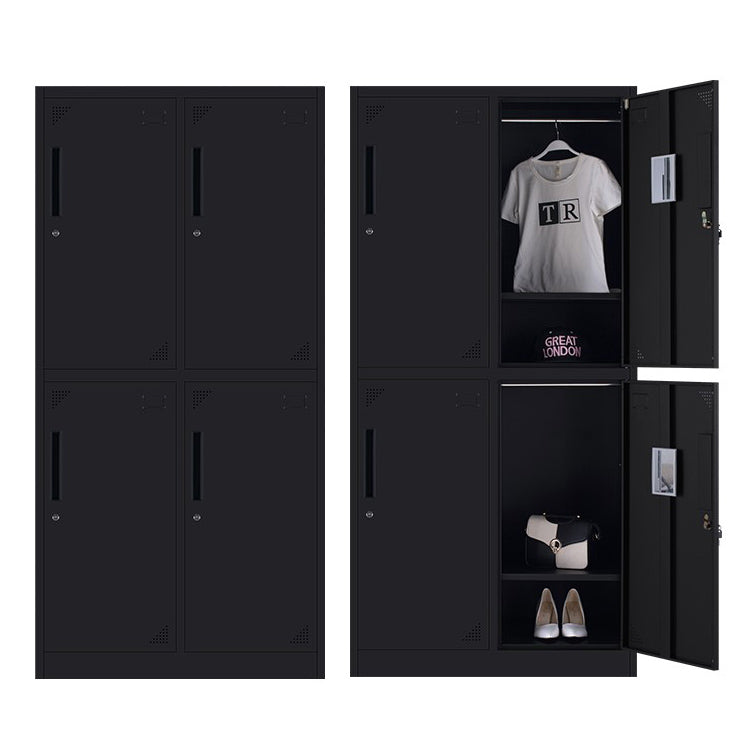 Black Steel Wardrobe with Hinged Door Industrial Storage Cabinet for Bathroom