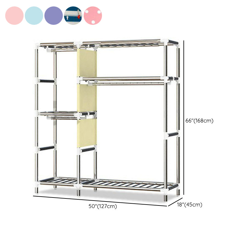 Contemporary Style Home Wardrobe Steel Wardrobe Closet with Shelves