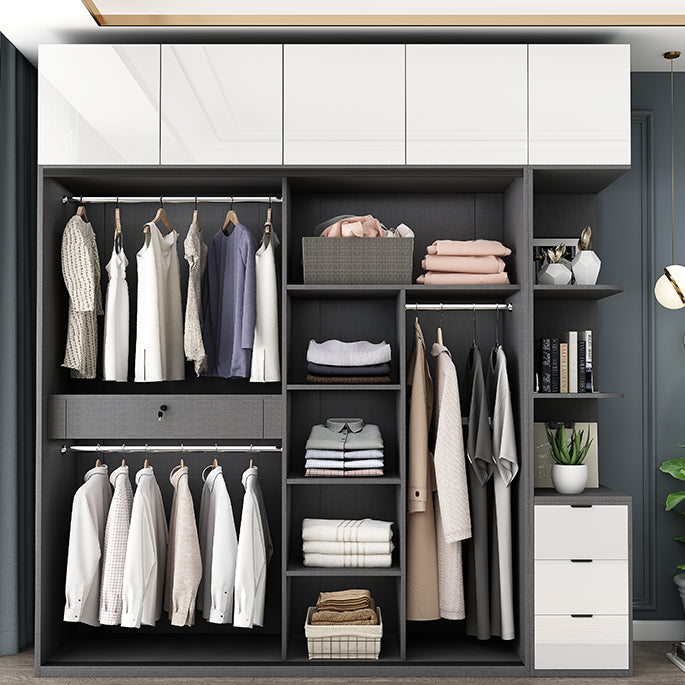 Modern Wooden Wardrobe White Bedroom Wardrobe Closet with 2 Doors