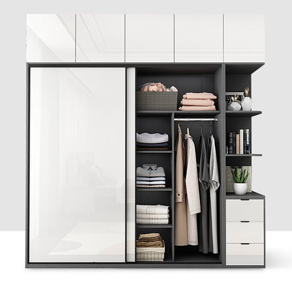 Modern Wooden Wardrobe White Bedroom Wardrobe Closet with 2 Doors