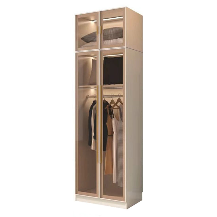 Engineered Wood Armoire with Glass Doors Modern Cabinet for Bedroom