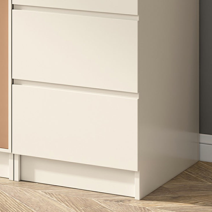 Engineered Wood Armoire with Glass Doors Modern Cabinet for Bedroom