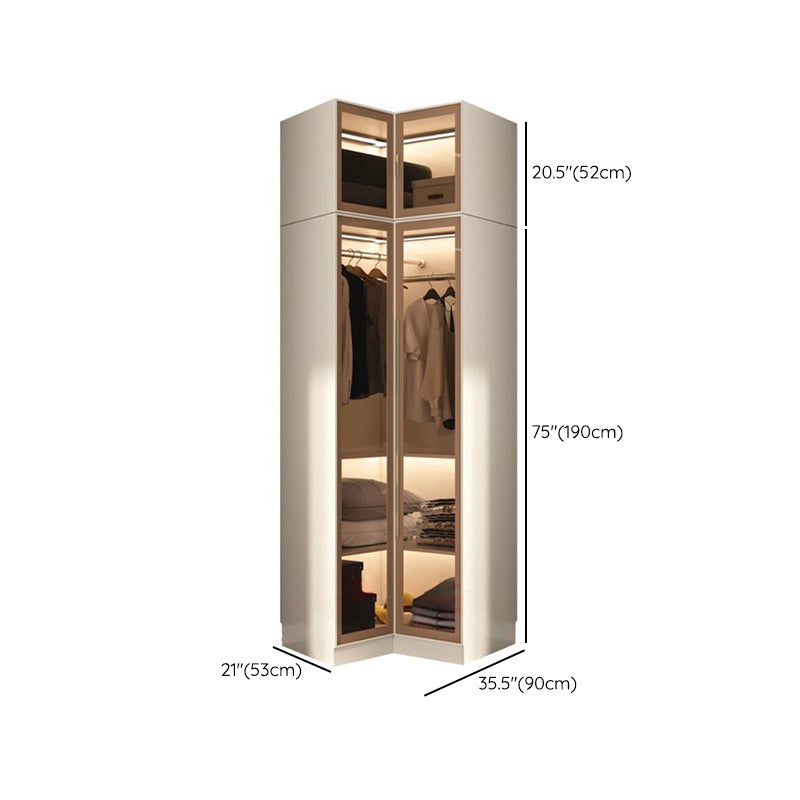 Engineered Wood Armoire with Glass Doors Modern Cabinet for Bedroom