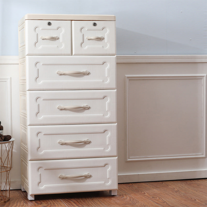Contemporary Storage Cabinet with Legs Plastic Non-Hanging Armoire